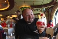 Dinner in the main dining room was eventful and tasty. Here, Rod's offering up his Miami Vice for a tropical treat!